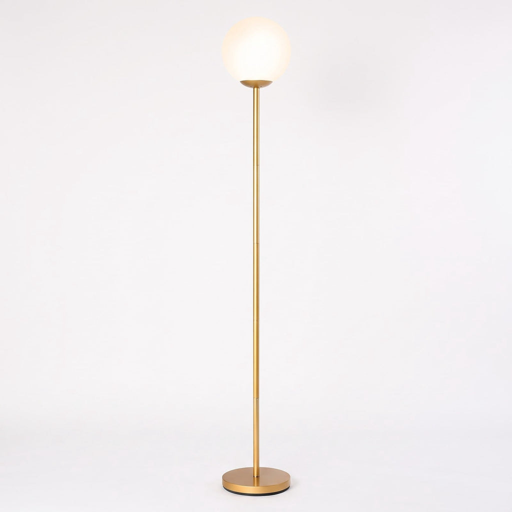 Airfind Glass Globe LED Floor Lamp with Glass Lampshade, A3 steel Frame, 8in x 10in x 65in (L x W x H) Lampshade Footprint, Golden
