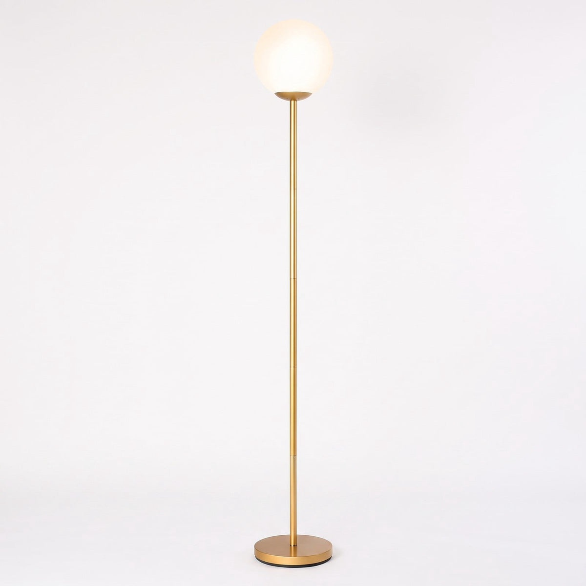 Airfind Glass Globe LED Floor Lamp with Glass Lampshade, A3 steel Frame, 8in x 10in x 65in (L x W x H) Lampshade Footprint, Golden