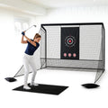 Airfind Golf Practice Hitting Net Cage with Dual Side Barriers Target Cloth and Metal Frame for Backyard Indoor Outdoor Driving Practice, Black