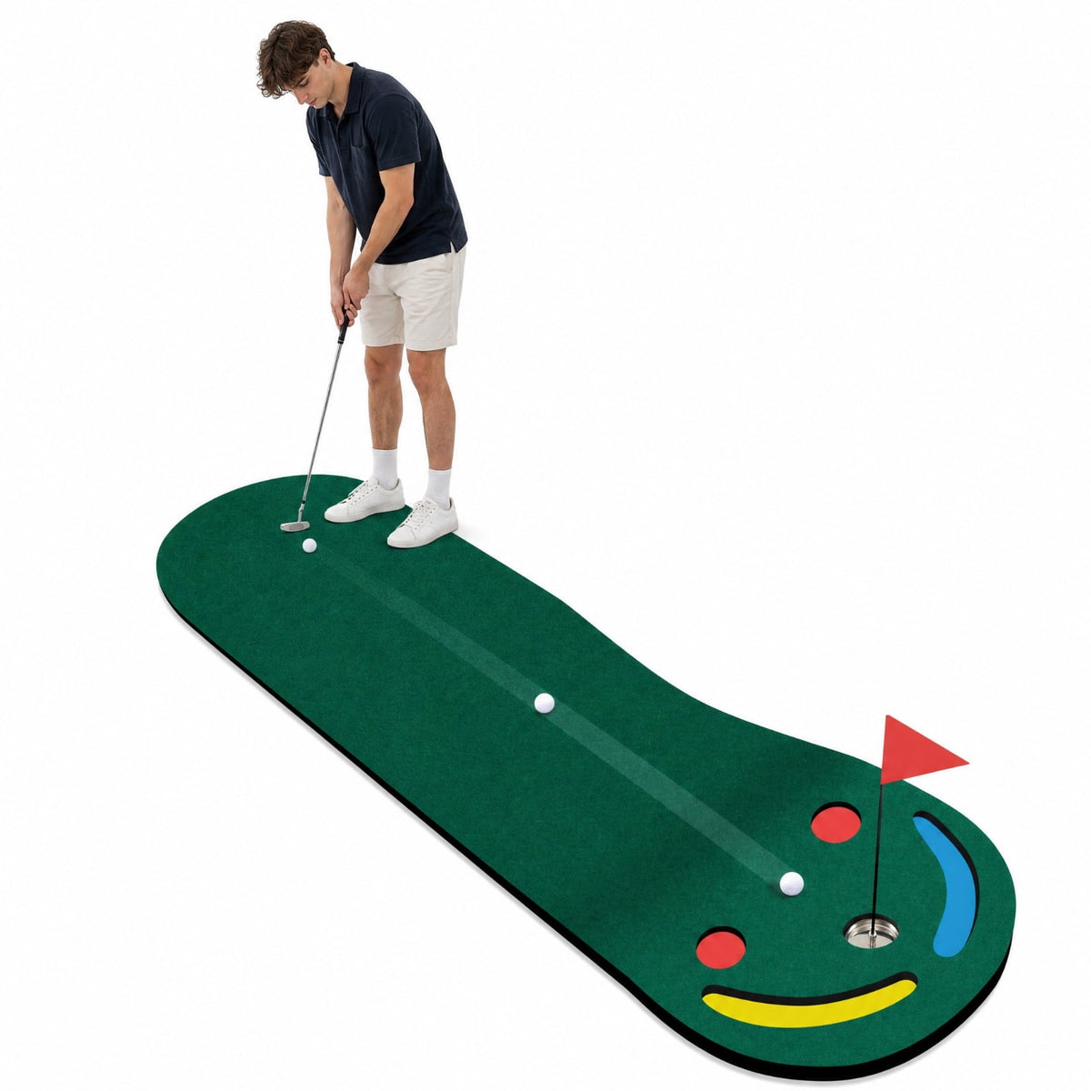 Airfind Golf Putting Green Set for Indoor Outdoor Use, Practice Putting Mat with Training Cup Flag and Ball Ramp for Home Office