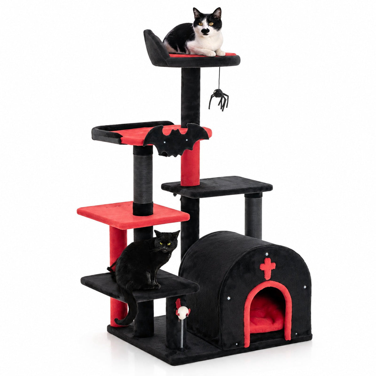 Airfind Gothic Cat Tree 53 Inch Tall Cat Tower with Cat Bed and Arch-Shaped Condo, 22 lbs Capacity, 23 x 19 x 53 Footprint, Black