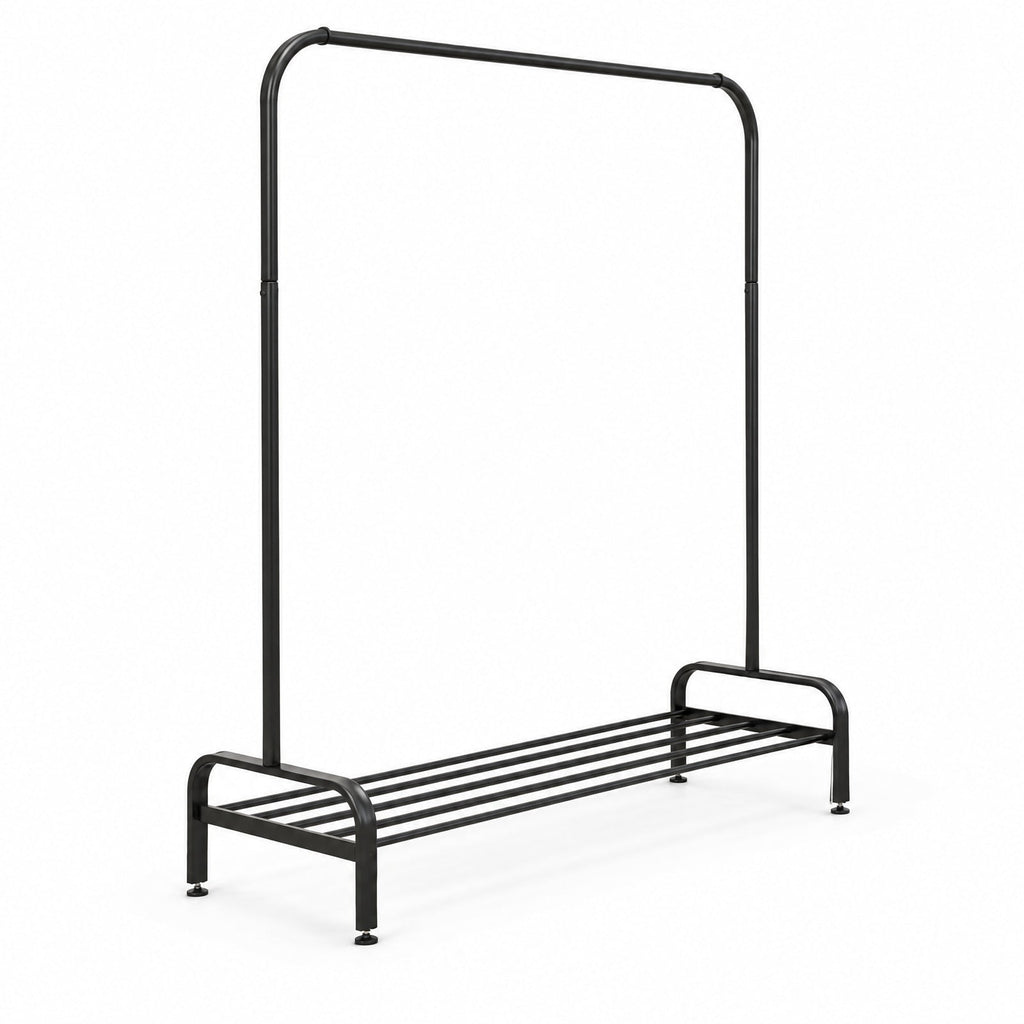Airfind Heavy Duty Clothes Stand Rack with Top Rod and Lower Storage Shelf, 44 Lbs Capacity, Metal, 44 Inch X 16.5 Inch X 57 Inch, Black