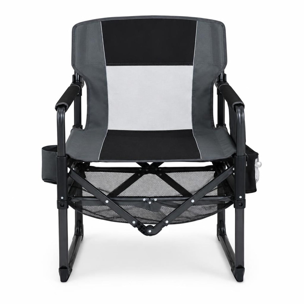 Airfind Heavy Duty Outdoor Camping Chair with Cup Holder and Side Pocket, 330 lbs Capacity, Metal Nylon Mesh PVC Fabric PP Frame, Black
