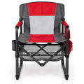 Airfind Heavy Duty Outdoor Camping Chair with Cup Holder and Side Pocket, 330 lbs Capacity, Metal Nylon Mesh PVC Fabric PP Frame, Red