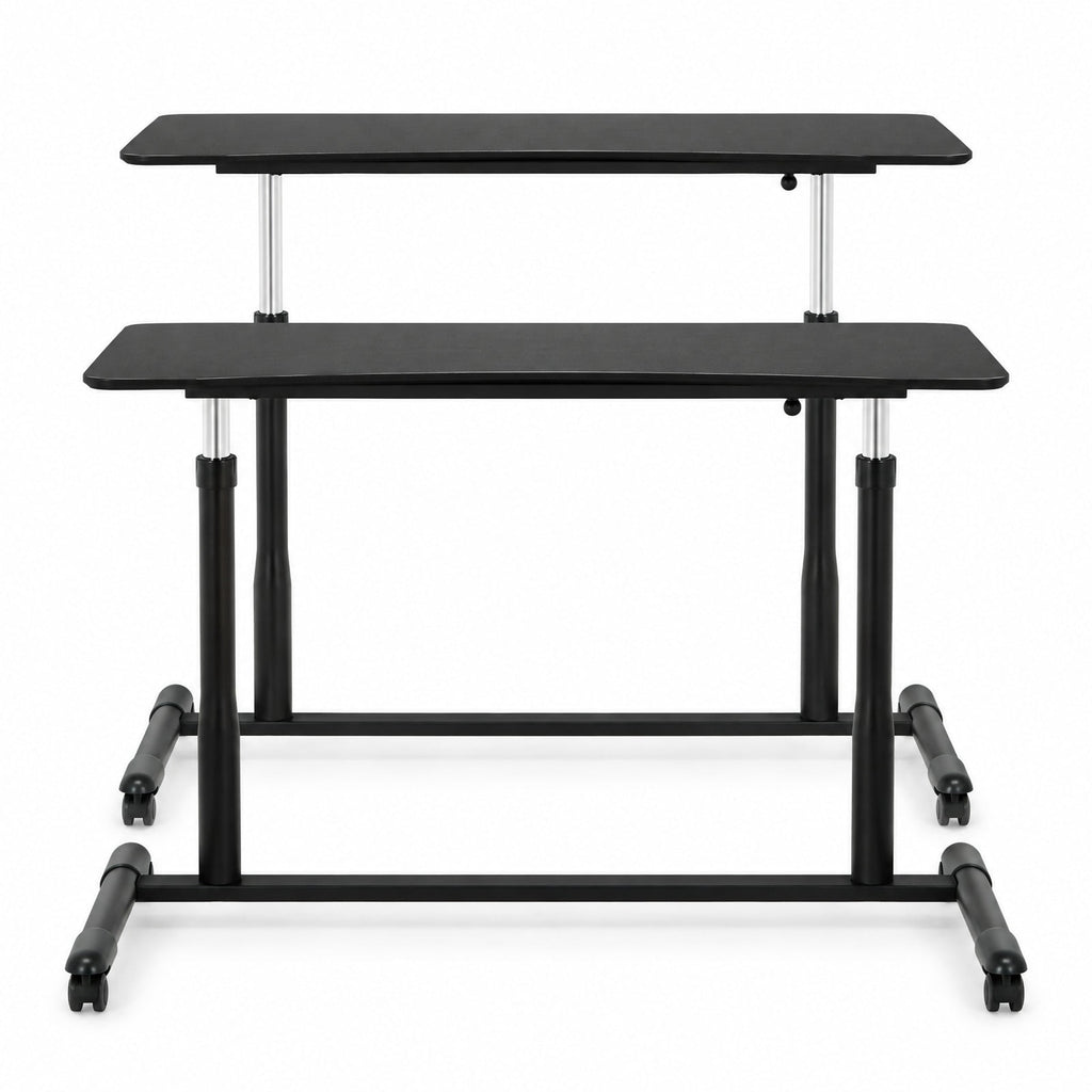 Airfind Height Adjustable Computer Desk Sit to Stand Rolling Notebook Table, MDF Frame, 37.5 x 21.5 x 27.5-42 Footprint, Balck