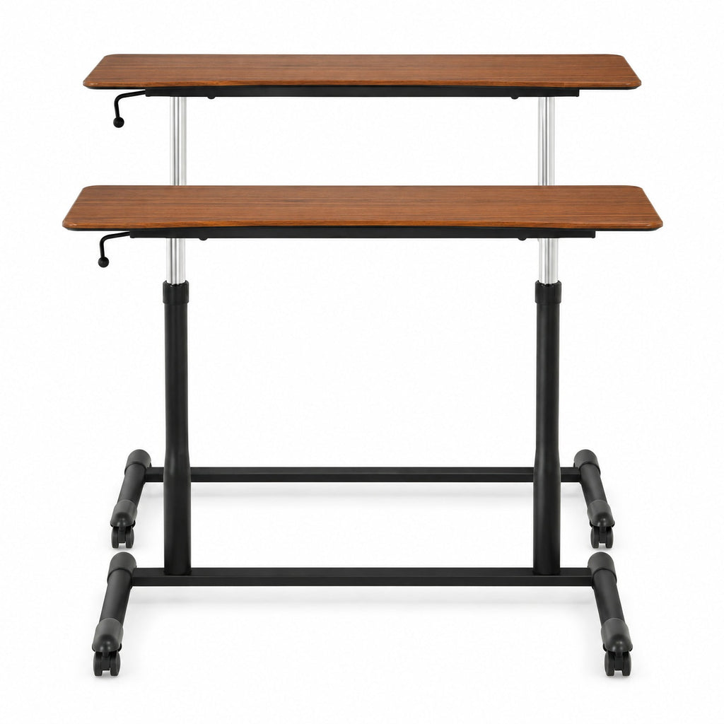 Airfind Height Adjustable Computer Desk Sit to Stand Rolling Notebook Table, MDF Frame, 37.5 x 21.5 x 27.5-42 Footprint, Brown