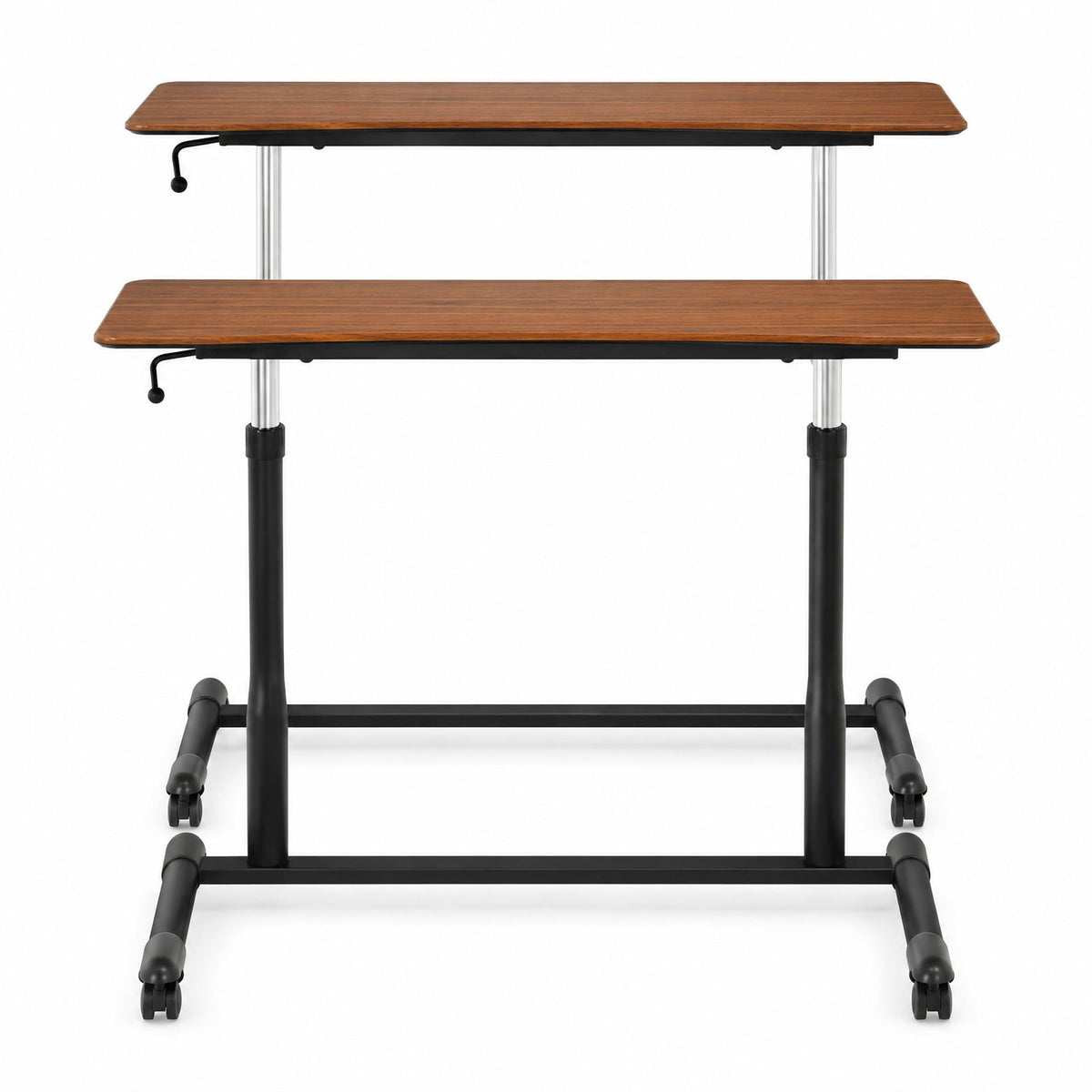 Airfind Height Adjustable Computer Desk Sit to Stand Rolling Notebook Table, MDF Frame, 37.5 x 21.5 x 27.5-42 Footprint, Brown