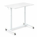 Airfind Height Adjustable Computer Desk Sit to Stand Rolling Table, MDF Frame, 37.5 x 21.5 x 27.5-42 Footprint, White