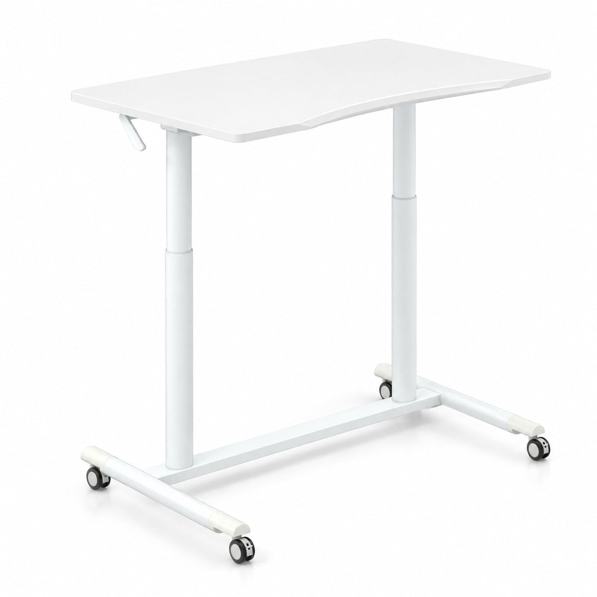 Airfind Height Adjustable Computer Desk Sit to Stand Rolling Table, MDF Frame, 37.5 x 21.5 x 27.5-42 Footprint, White