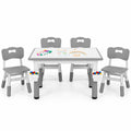Airfind Height Adjustable Kids Table and 4 Chairs Set with Graffiti Desktop and 2 Storage Baskets, 220 lbs Capacity, Engineered Wood PP Frame, Gray