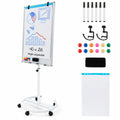Airfind Height-Adjustable Mobile Whiteboard with Round Stand Paper Clips, Plastic Metal Frame, 26 x 24 x 52-75.5 Footprint, White