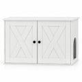 Airfind Hidden Cat Litter Box Enclosure Furniture with Divider, White, Large tabletop for plants decorations or storage, for Everyday Home Use