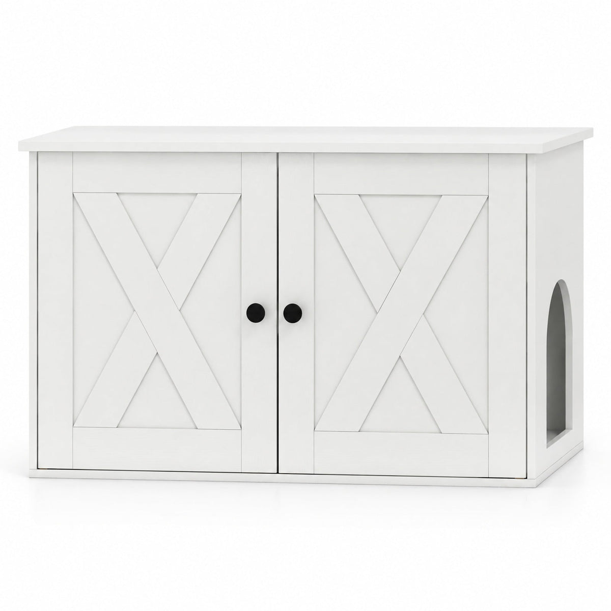 Airfind Hidden Cat Litter Box Enclosure Furniture with Divider, White, Large tabletop for plants decorations or storage, for Everyday Home Use