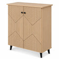 Airfind High‑quality 2‑Door Geometric Cabinet Freestanding Decorative Footwear Storage Unit with Carved Panels for Indoor Home Use, 66 lbs Capacity