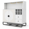Airfind Home Bar Cabinet with Wine Rack Glass Holder and Adjustable Shelf, 47 Inch x 16 Inch x 48.5 Inch Inner Footprint, White