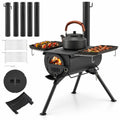 Airfind Hot Tent Stove with Chimney Pipes and Foldable Legs for Outdoor Heating, Carbon Steel Stainless Steel Frame, 33 Inch x 23 Inch x 93 Inch Footprint, Black