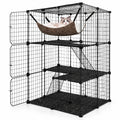 Airfind Indoor Cat Cage 3-Tier Cat Enclosure Detachable Metal Wire Kennel, 5 kg Capacity, PP Frame, 29.1 Inch x 29.1 Inch x 42.1 Inch Footprint, Black
