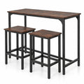 Airfind Industrial 3-Piece 47.5 Counter-Height Dining Table and 2 Bar Stools, 200 lbs Capacity, Metal Engineered Board Frame, Coffee