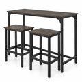 Airfind Industrial 3-Piece 47.5 Counter-Height Dining Table and 2 Bar Stools, 200 lbs Capacity, Metal Engineered Board Frame, Gray