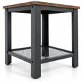Airfind Industrial End Table 2-Tier Side Table, 55 lbs Capacity, Wood iron, 16 Inch x 16 Inch x 18 Inch (L x W x H) Product weight: 12 lbs, Black