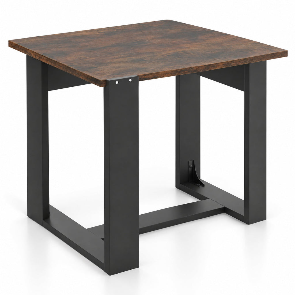 Airfind Industrial Sofa End Table with Metal Frame-1, 110 lbs Capacity, Engineered Wood Metal Frame, 20 x 20 x 20 Footprint, Rustic Brown Black