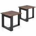 Airfind Industrial Sofa End Table with Metal Frame-2, 110 lbs Capacity, Engineered Wood Metal Frame, 20 x 20 x 20 Footprint, Rustic Brown Black