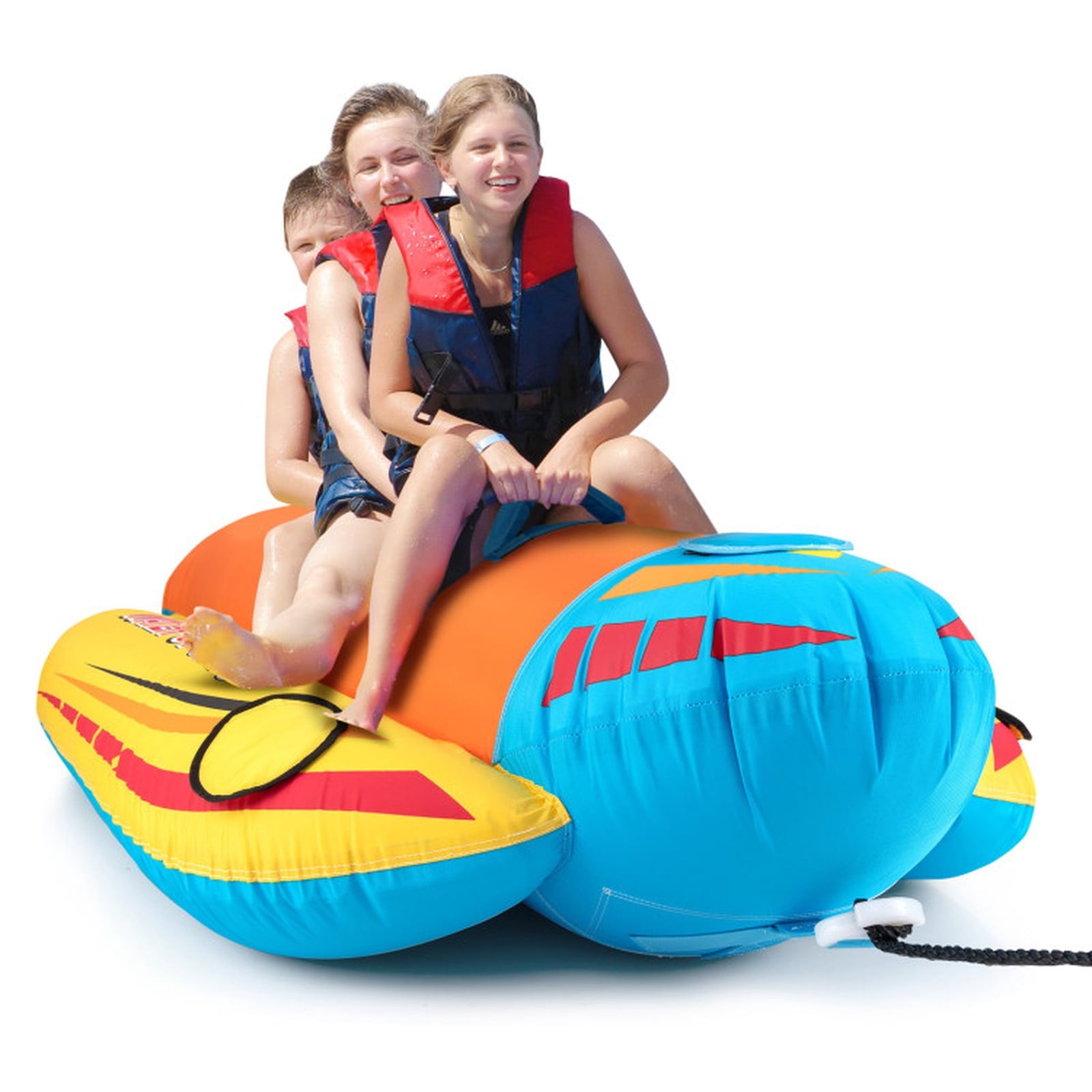 Airfind Inflatable Banana Boat for 3 Riders with EVA-Padded Seats, Yellow