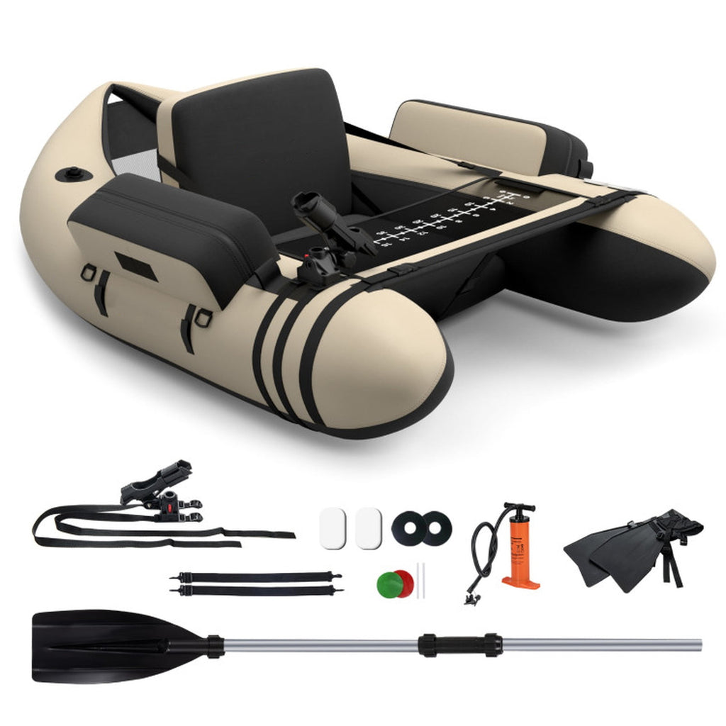 Airfind Inflatable Float Tube for Fly Fishing with Storage Pockets, Beige
