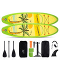 Airfind Inflatable Stand Up Paddle Board with 3 Fins and Telescoping Aluminum Paddle for Adults and All Skill Levels, Green and Yellow