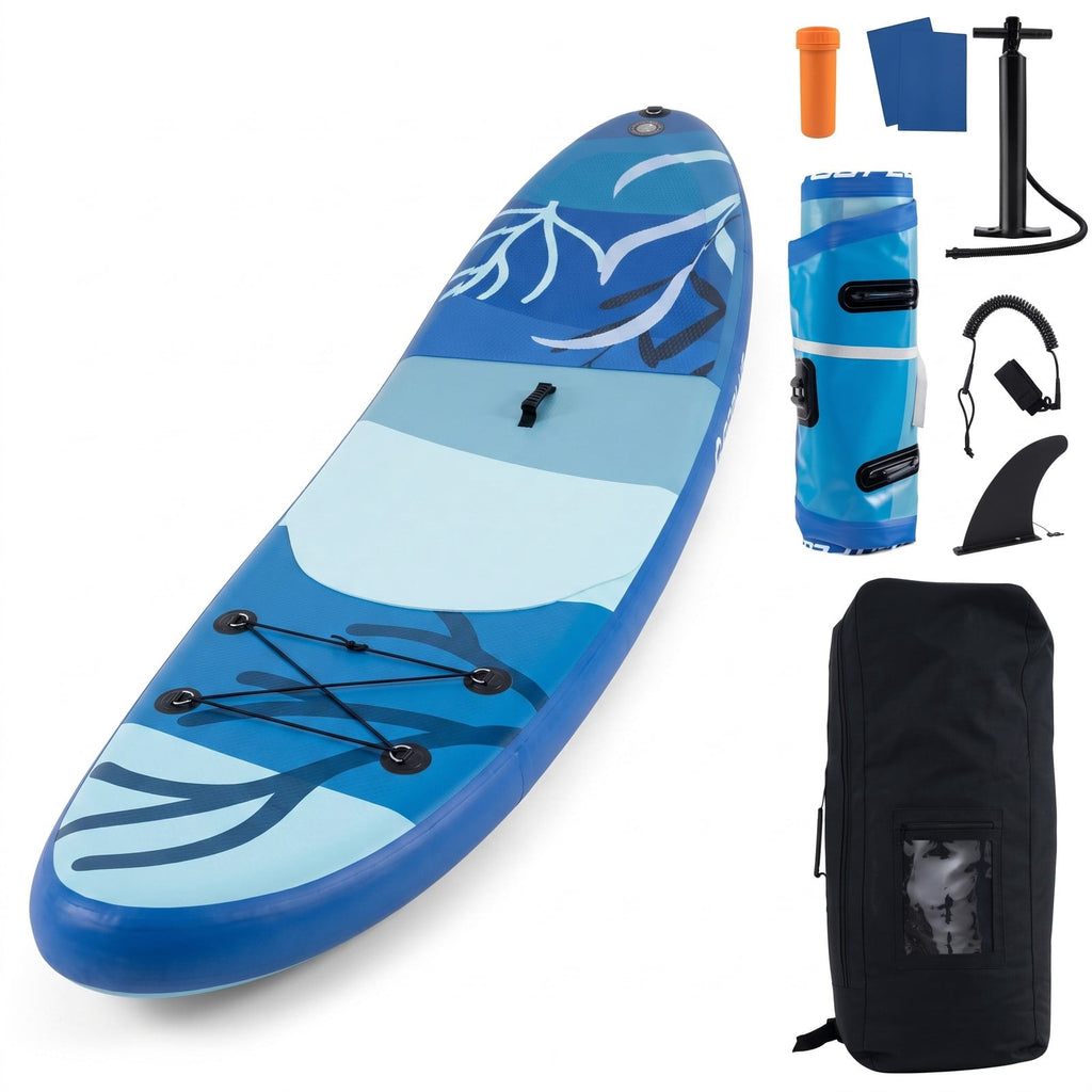 Airfind Inflatable Stand Up Paddle Board with Triple Fins Backpack and Aluminum Hand Pump for Adults and Beginners, Blue