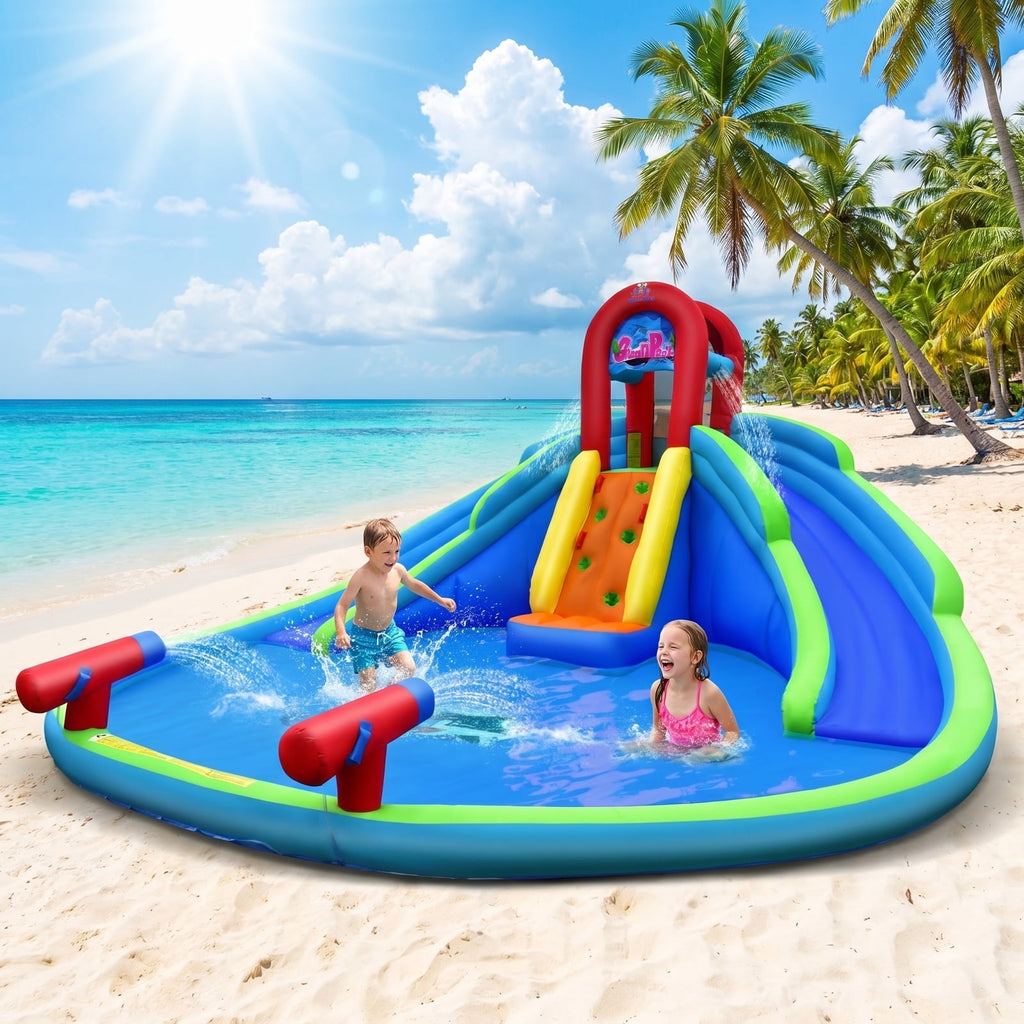 Airfind Inflatable Water Slide Bounce House with Upgraded Handrails, Dual Slides, Water Cannons, Climbing Wall, 216x212x116in for Kids 3-10