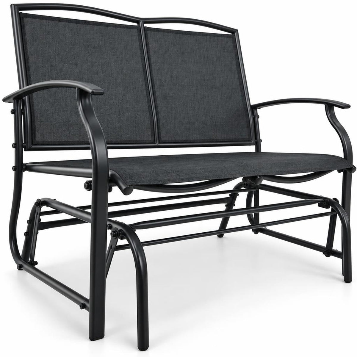 Airfind Iron Patio Rocking Chair for Outdoor Backyard and Lawn, 396 lbs Capacity, Steel and textilene Frame, 41.3 x 28.1 x 36.6 Footprint, Black