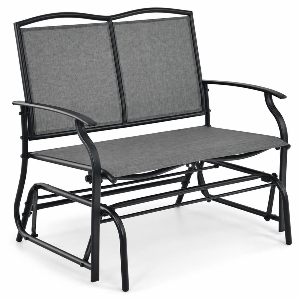 Airfind Iron Patio Rocking Chair for Outdoor Backyard and Lawn, 396 lbs Capacity, Steel and textilene Frame, 41.3 x 28.1 x 36.6 Footprint, Gray