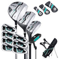 Airfind Junior Complete Golf Club Set for Ages 11-13 with 5 Pieces Including a 460cc Fairway Wood and Irons Plus Putter and Stand Bag as a Full Golf Club Set, Green