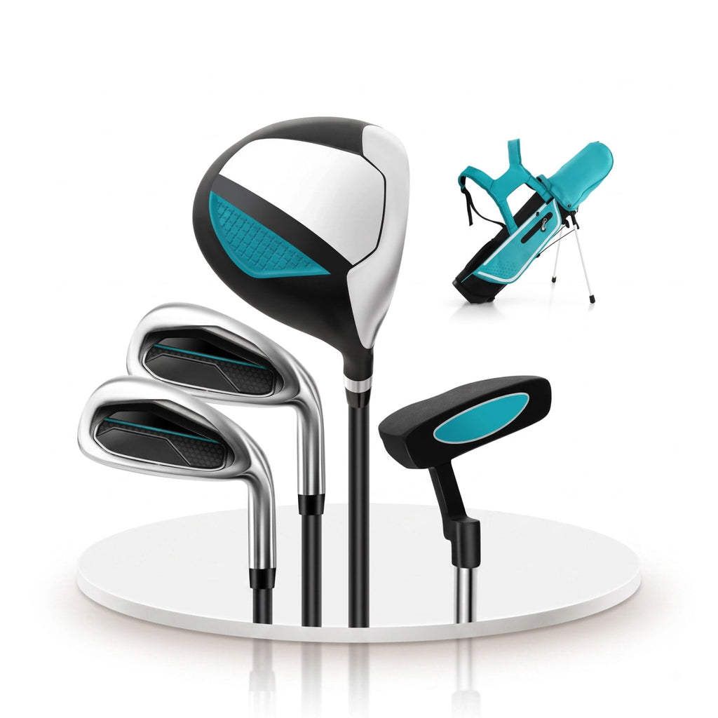 Airfind Junior Complete Golf Club Set for Kids Right Hand with Driver Irons Putter Stand Bag and Rain Hood Ages 8 to 10, Blue