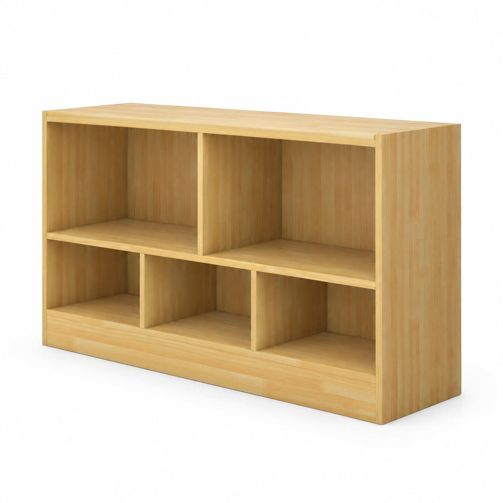 Airfind Kids 5-Cube Bookcase and Toy Storage Organizer, 2-Tier Low Shelf, 44 Inches Wide, for Playroom and Bedroom, Beige