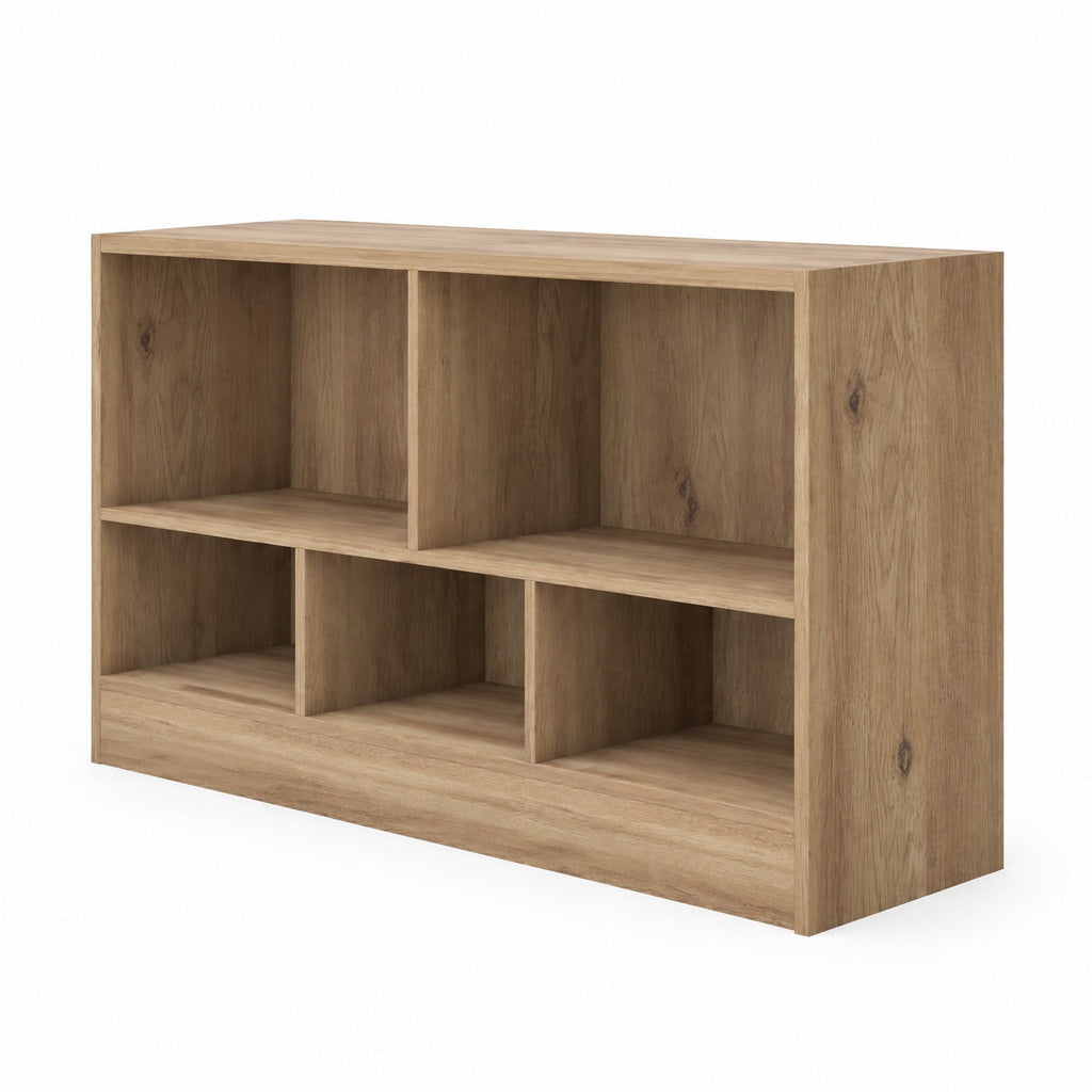 Airfind Kids 5-Cube Bookcase and Toy Storage Organizer, 2-Tier Low Shelf, 44 Inches Wide, for Playroom and Bedroom, Natural