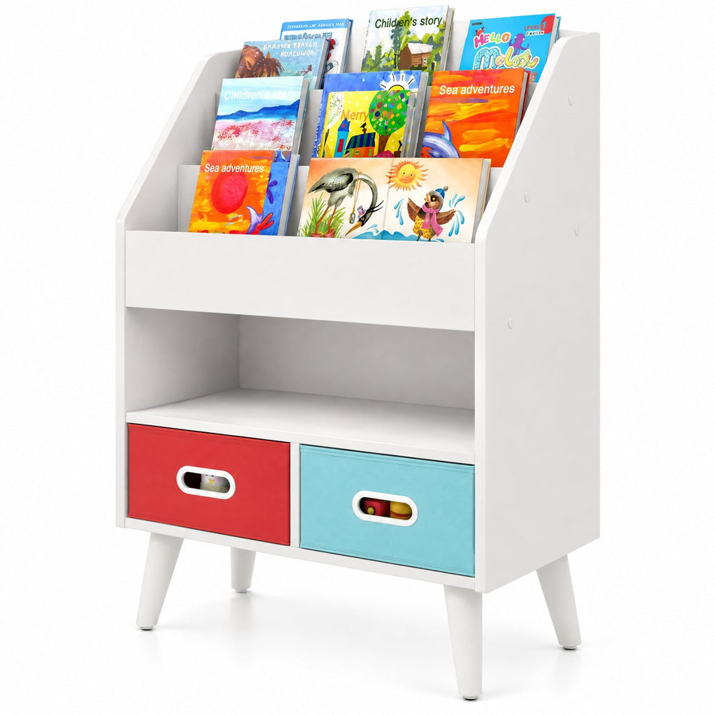 Airfind Youth Bookshelf featuring Open Compartment for Youth 3+ Years Old, 220 lbs Capacity, MDF Engineered Wood Non-woven Fabric Frame, White