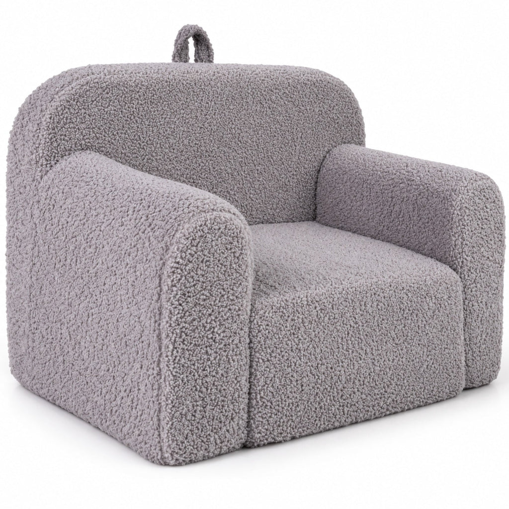 Airfind Youth Couch Portable Youth Sofa with Anti-slip Base, Teddy Fleece Fabric, for 3 and Years Old, 24.5 Inch X 16 Inch X 16 Inch, Gray