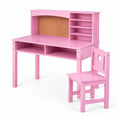 Airfind Kids Desk and Chair Set with Hutch and Bulletin Board for 3+ Kids, MDF Pine Wood Frame, 31 x 15.5 x 33.5 Footprint, Pink