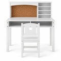 Airfind Kids Desk and Chair Set with Hutch and Bulletin Board for 3+ Kids, MDF Pine Wood Frame, 31 x 15.5 x 33.5 Footprint, White