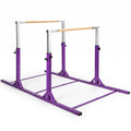 Airfind Kids Double Horizontal Gymnastics Parallel Bars with 11 Level Adjustable Height and Bamboo Grip for Home Training and Practice, Purple
