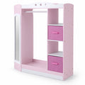 Airfind Kids Dress Up Storage with Full Length Mirror and Open Shelves, Engineered Wood Frame, for 3+ Years Old, 35.5in x 12in x 44in Footprint, Pink