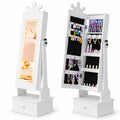 Airfind Youth Jewelry Armoire with 3-Color Lighted Full Length Mirror and Inside Led Lights, MDF Glass, 13.5 Inch X 12 Inch X 45 Inch Full-length, White