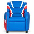 Airfind Kids Leather Recliner Chair with Side Pockets, Solid wood PU leather sponge plastic iron Frame, for 3-9 years old, Blue
