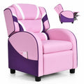 Airfind Kids Leather Recliner Chair with Side Pockets, Solid wood PU leather sponge plastic iron Frame, for 3-9 years old, Pink