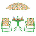 Airfind Kids Outdoor Table and Chair Set with 2 Folding Chairs and Height Adjustable Umbrella, 165 lbs Capacity, for 3-6 Years Old, Beige