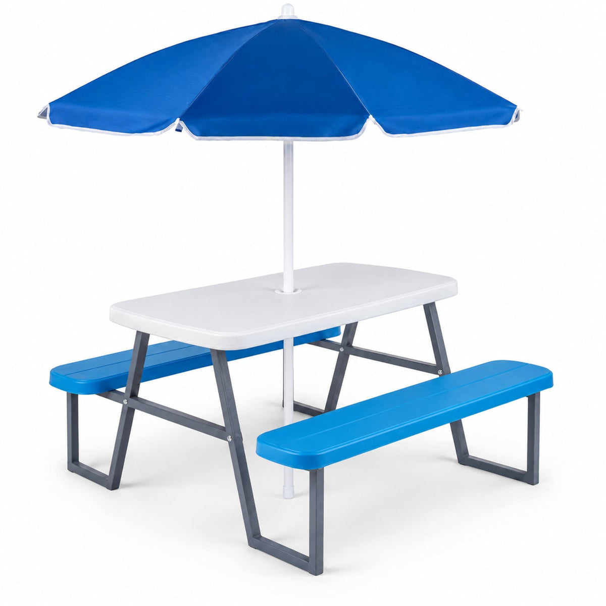 Airfind Kids Picnic Table with Benches Seats up to 4, 660 lbs Capacity, Metal Frame, for 3+ years old, 40 x 39.5 x 59 Tabletop Footprint, Blue