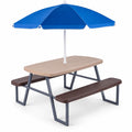 Airfind Kids Picnic Table with Benches Seats up to 4, 660 lbs Capacity, Metal Frame, for 3+ years old, 40 x 39.5 x 59 Tabletop Footprint, Brown