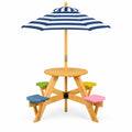 Airfind Kids Picnic Table with Stools and Foldable Adjustable Umbrella for Backyard and Patio, 165 lbs Capacity, Polyester Fabric Frame, Blue